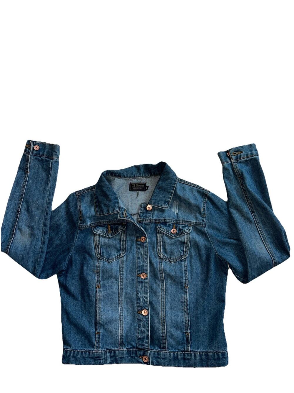 Ci Sono Denim Jacket Womens L large Blue Jean Trucker Festival Cowgirl Wash